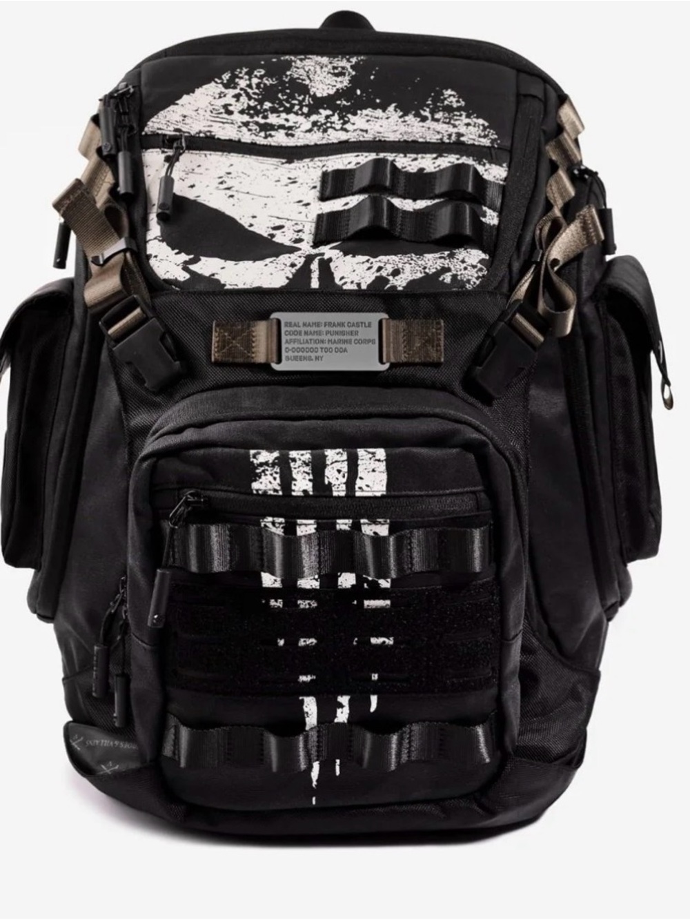Marvel Black The Punisher Tactical Backpack with White Graphic
